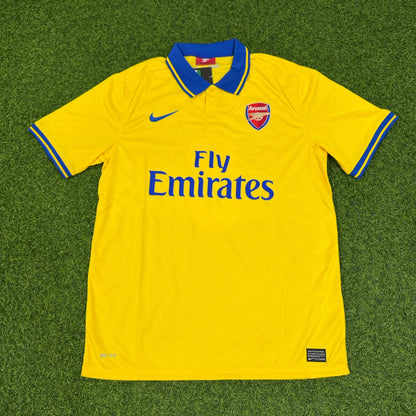 Mikel Arteta – Arsenal 2013/2014 Yellow Retro Kit Jersey Trikot Maillot Soccer Shirt