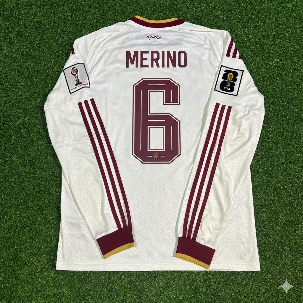Mikel Merino #6 Spain 2026 World Cup Away Long Sleeve Jersey Trikot Maillot