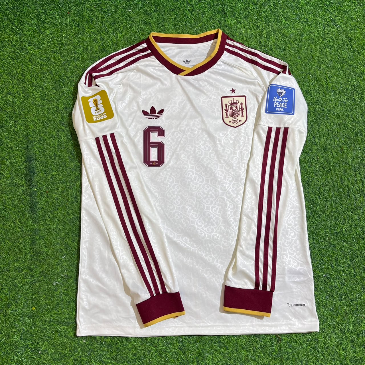 Mikel Merino #6 Spain 2026 World Cup Away Long Sleeve Jersey Trikot Maillot