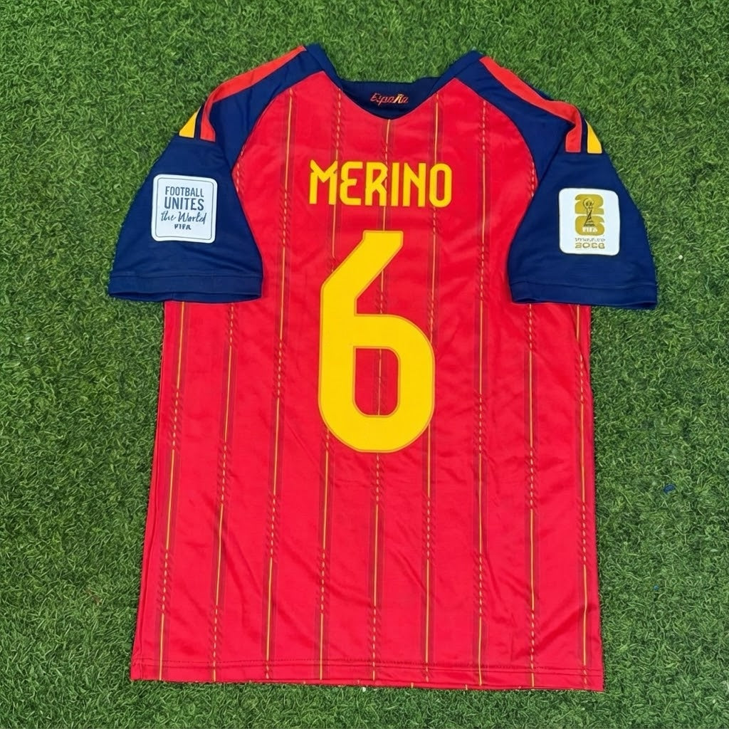 Mikel Merino #6 Spain Two Star 2026 World Cup Champions Home Jersey Trikot Maillot