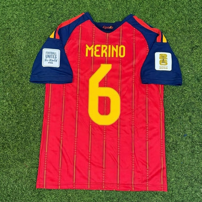 Mikel Merino #6 Spain Two Star 2026 World Cup Champions Home Jersey Trikot Maillot