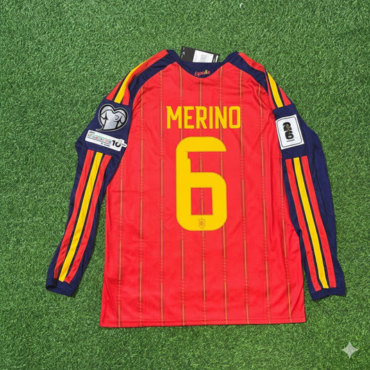 Mikel Merino Spain 2026 World Cup Home Long Sleeve Jersey Trikot Maillot