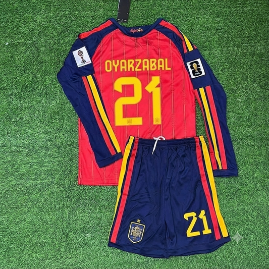 Mikel Oyarzabal Spain 2026 World Cup Kids Home Long Sleeve Football Jersey