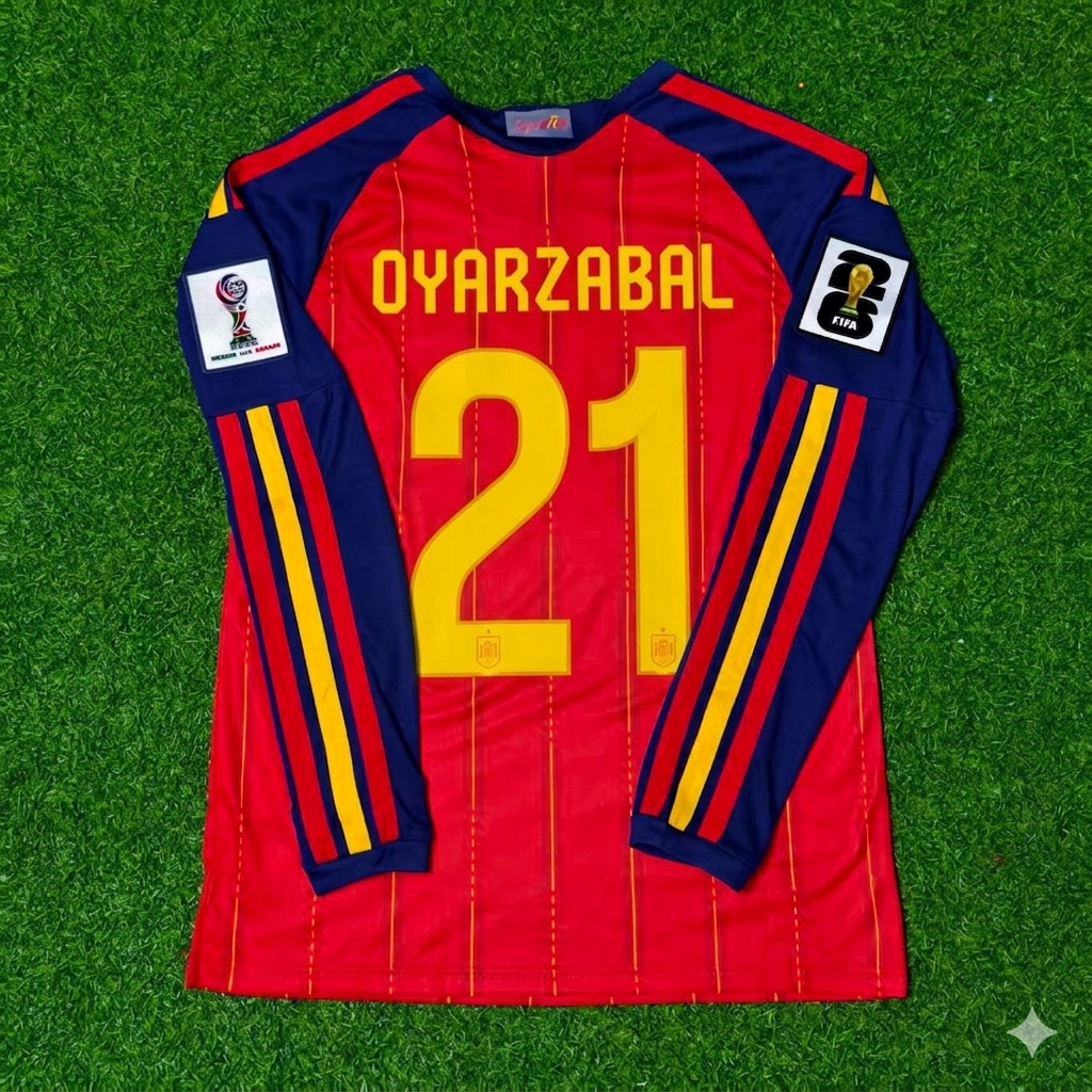 Mikel Oyarzabal #21 Spain 2026 World Cup Home Long Sleeve Jersey Trikot Maillot