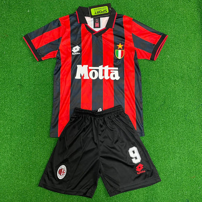 Marco van Basten Milan Retro Kids Kit – | KinderTrikot | Maillot Enfant Soccer Shirt