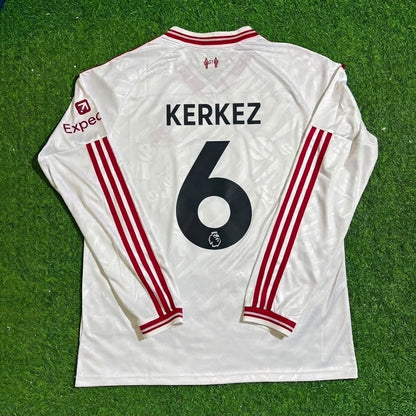Milos Kerkez #6 Liverpool 2027 New Season Long Sleeve Away White Football Jersey Kit