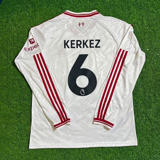 Milos Kerkez #6 Liverpool 2027 New Season Long Sleeve Away White Football Jersey Kit