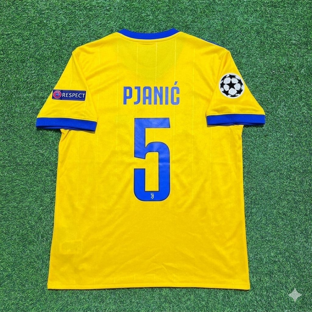 Miralem Pjanic Juventus 2017-2018 Yellow Retro Football Jersey