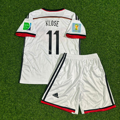 Miroslav Klose Germany 2014 World Cup Kids White Retro Football Jersey Kit