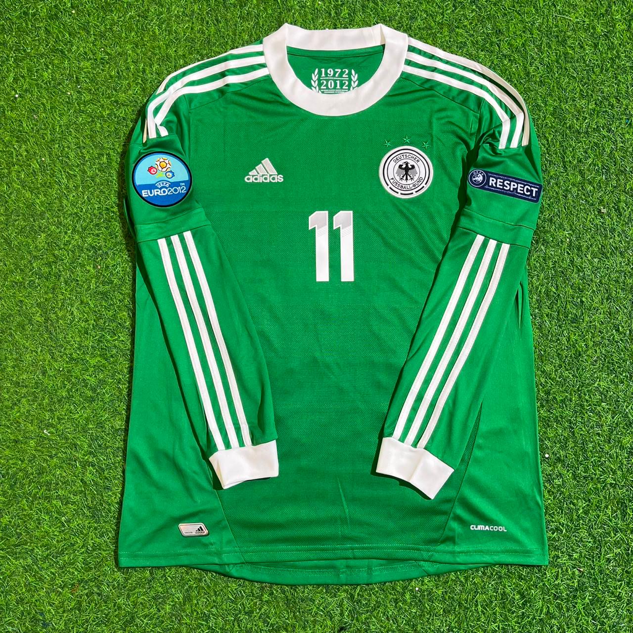 Maillot de football rétro vert à manches longues Miroslav Klose Allemagne EURO 2012