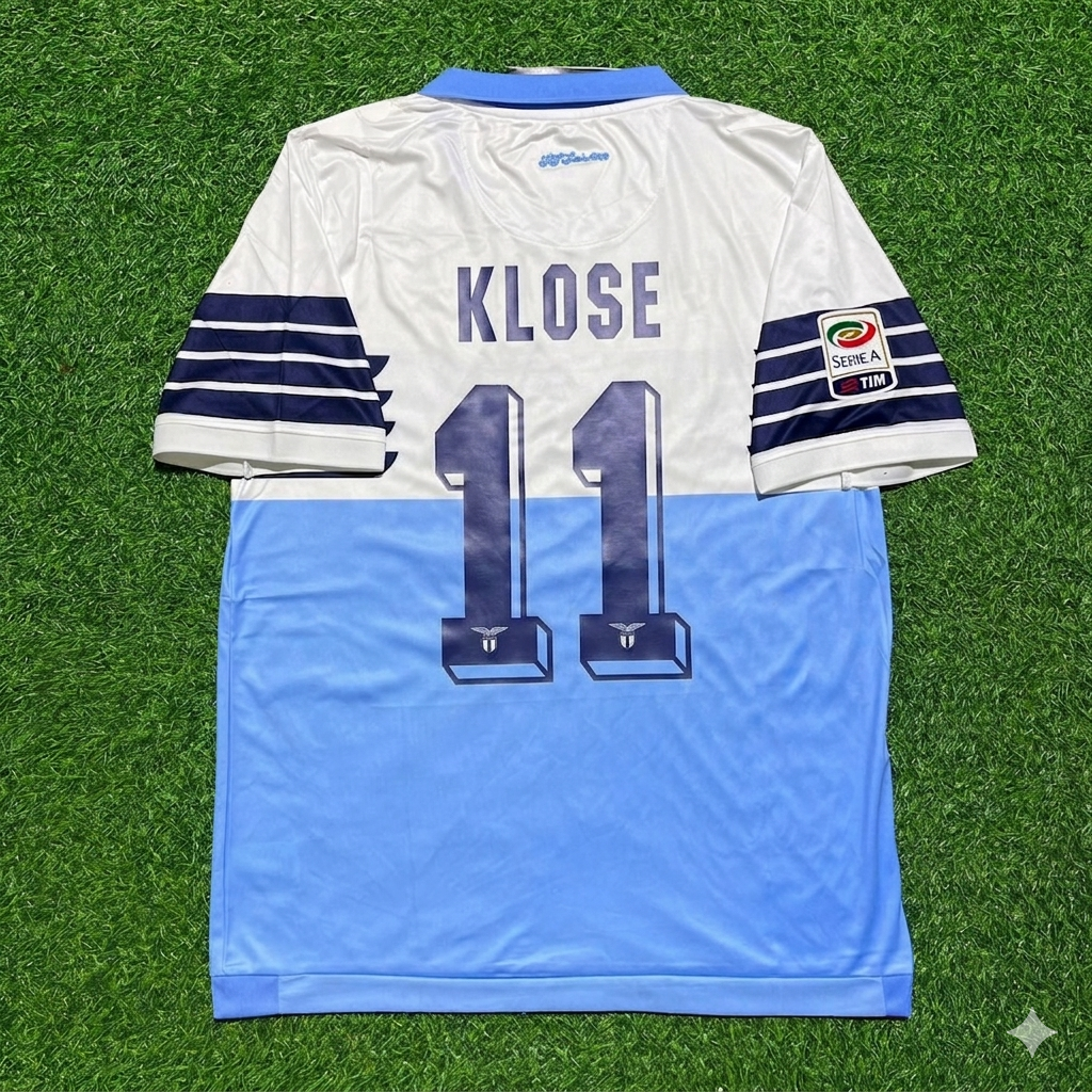 Miroslav Klose #11 Lazio White Blue Retro Home Football Jersey