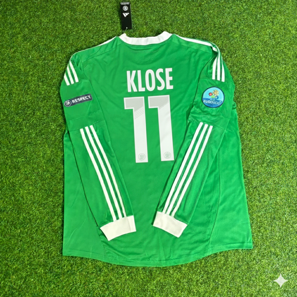 Miroslav Klose Germany EURO 2012 Long Sleeve Green Retro Football Jersey