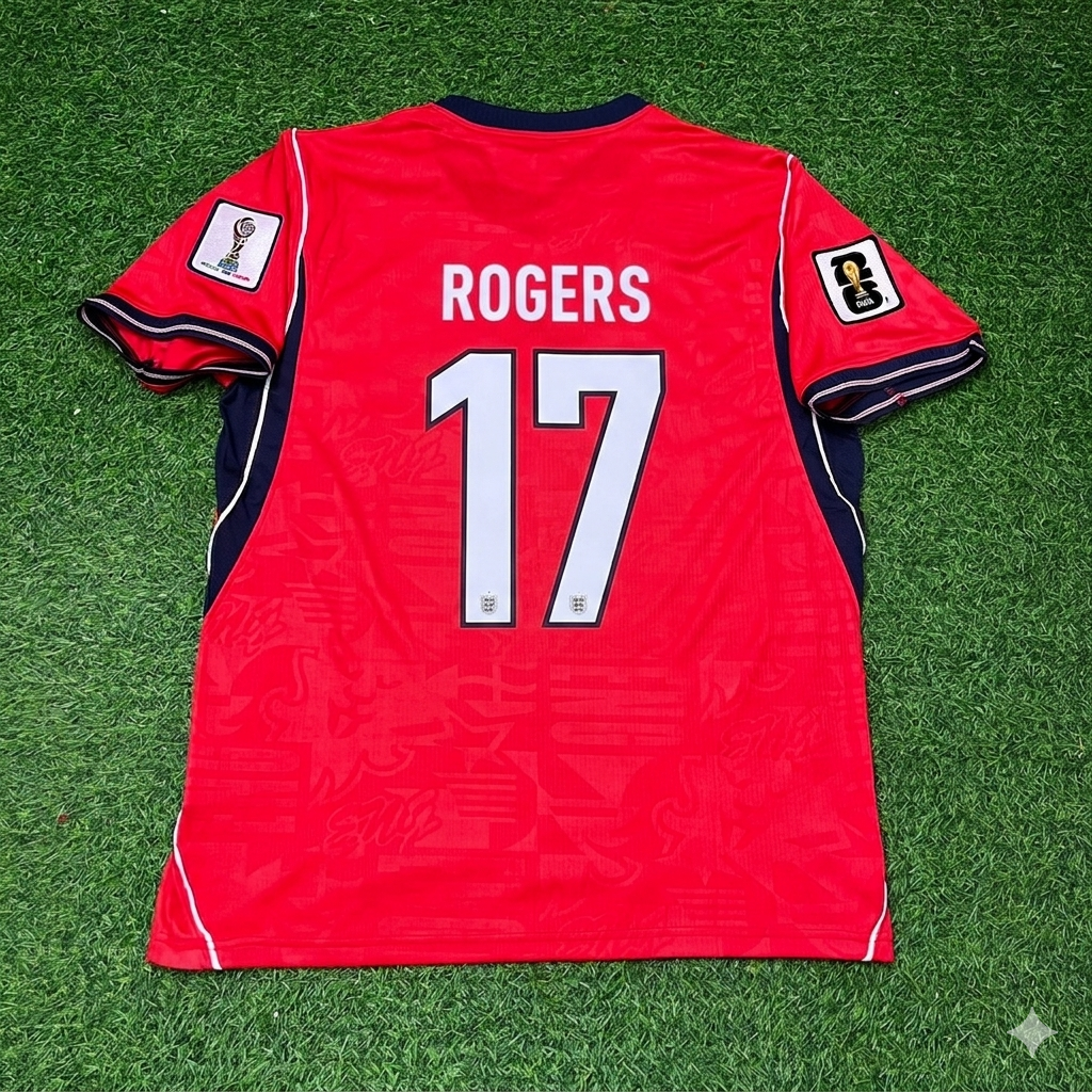 Morgan Rogers #17 England 2026 World Cup Away Red Football Jersey