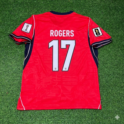 Morgan Rogers #17 England 2026 World Cup Away Red Football Jersey