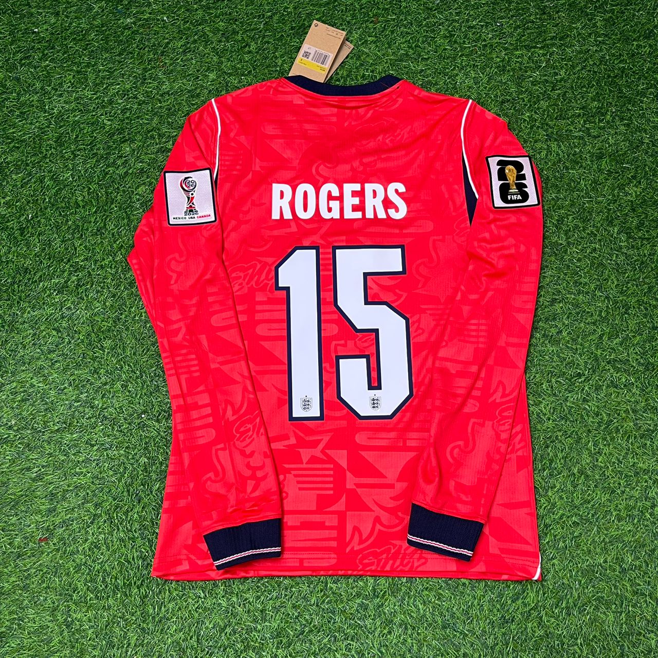 Morgan Rogers England 2026 World Cup Away Red Long Sleeve Football Jersey