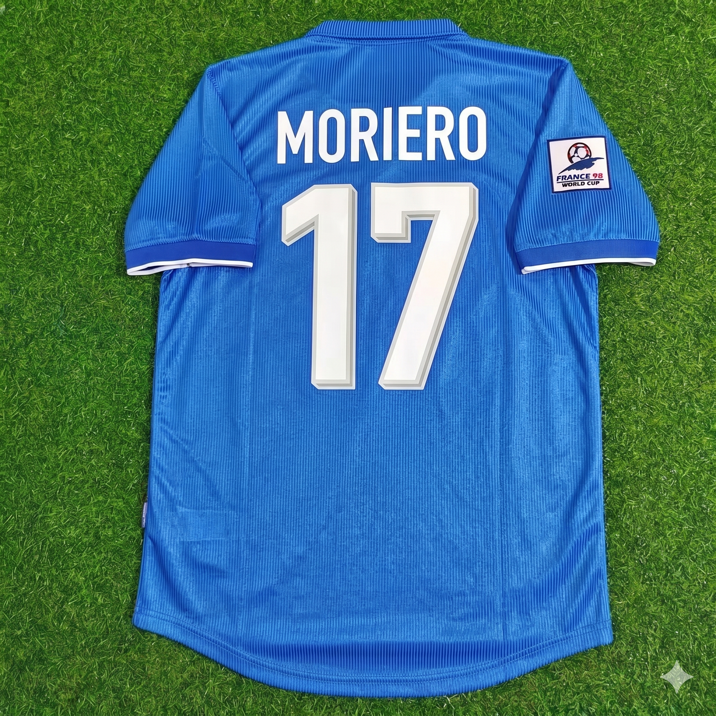 Francesco Moriero Italy 1998 World Cup Home Blue Retro Football Jersey