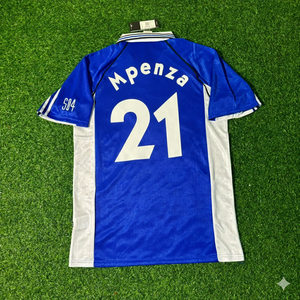 Emile Mpenza FC Schalke 04 1999/2000 Blaues Heimtrikot Retro Fußballtrikot