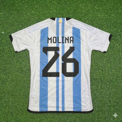 Nahuel Molina 26- Argentina 2022 Qatar World Cup Champion Home Jersey Maillot Trikot Maglia Soccer Shirt