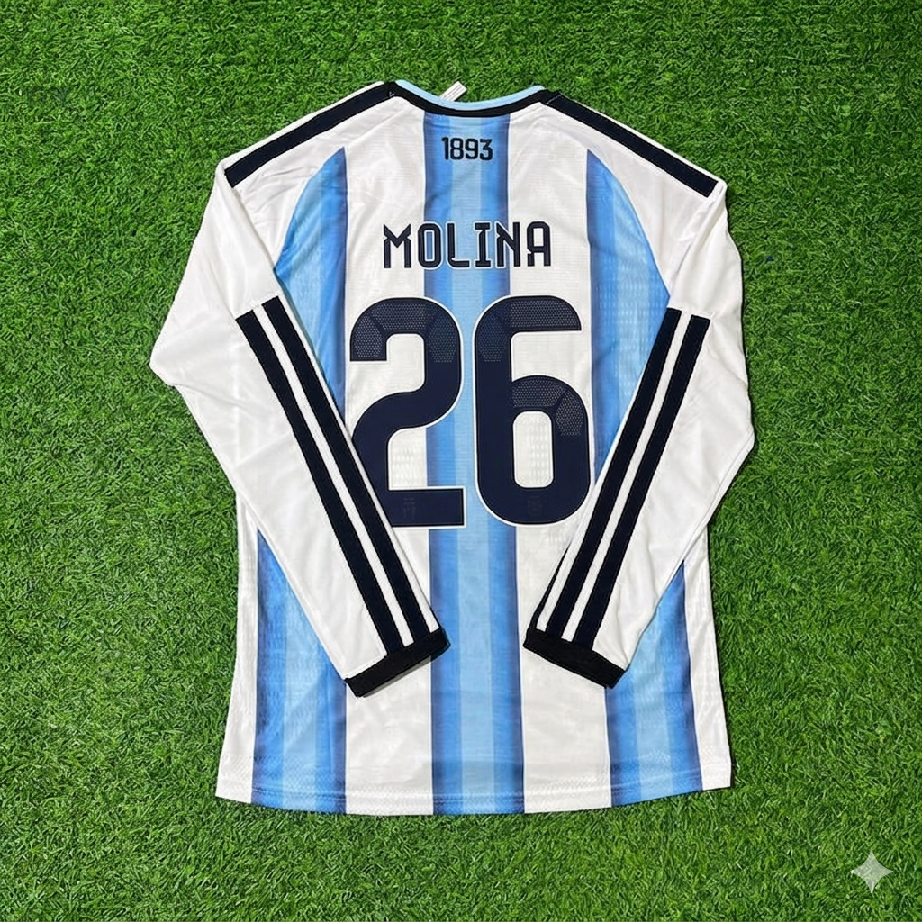 Nahuel Molina #26 Argentina 2026 World Cup Long Sleeve Football Jersey Kit