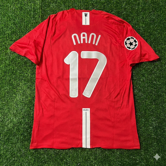 Luis Nani Manchester United Champions League Final Moscow 2008 Retro Red Football Shirt