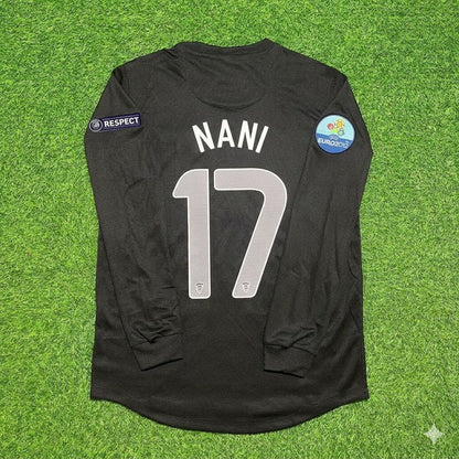 Luis Nani #17 Portugal Euro 2012 Away Black Long Sleeve Retro Football Jersey