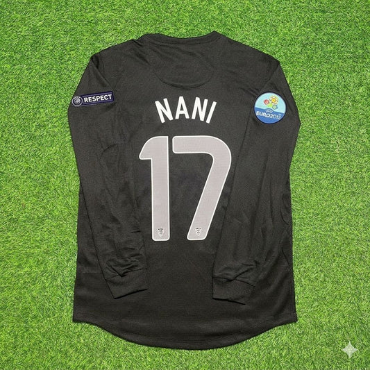 Maillot de football rétro à manches longues noir extérieur Luis Nani #17 Portugal Euro 2012