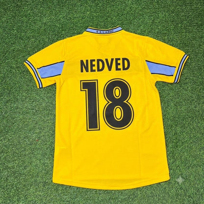 Pavel Nedved Lazio 1998-2000 Yellow Retro Football Jersey