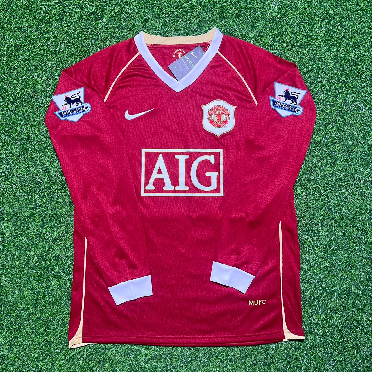 Nemanja Vidic Manchester United 2006-2007 Long Sleeve Red Jersey