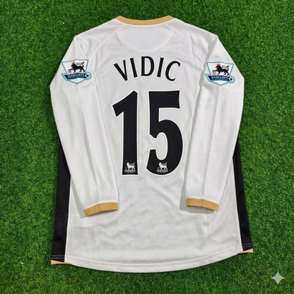 Nemanja Vidić #15 Manchester United 2006-2007 White Retro Long Sleeve Football Jersey