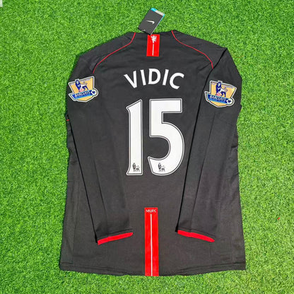 Nemanja Vidic 2007-2008 Manchester United Black Retro Jersey Trikot Camiseta Maillot