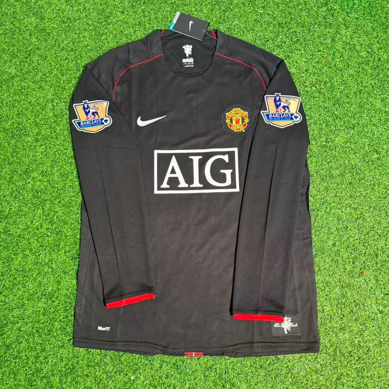 Nemanja Vidic 2007-2008 Manchester United Black Retro Jersey Trikot Camiseta Maillot