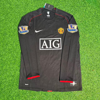 Nemanja Vidic 2007-2008 Manchester United Black Retro Jersey Trikot Camiseta Maillot