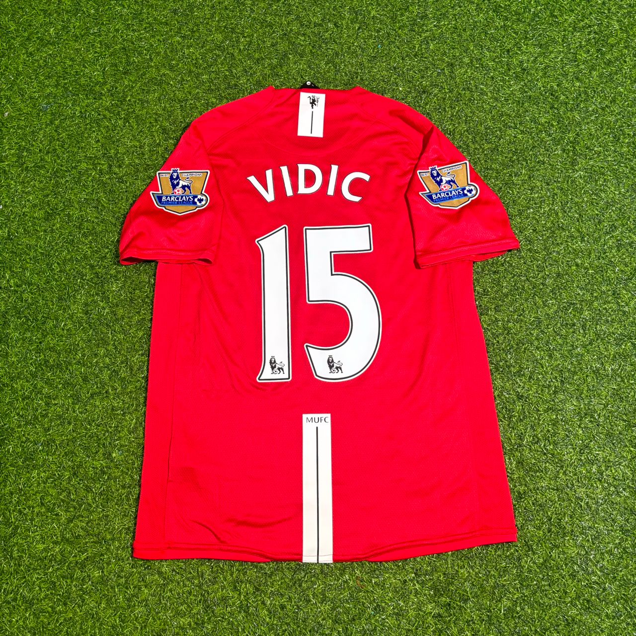 Nemanja Vidic Manchester United 2007 2008 EPL Retro Red Jersey Trikot