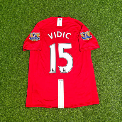 Nemanja Vidic Manchester United 2007 2008 EPL Retro Red Jersey Trikot