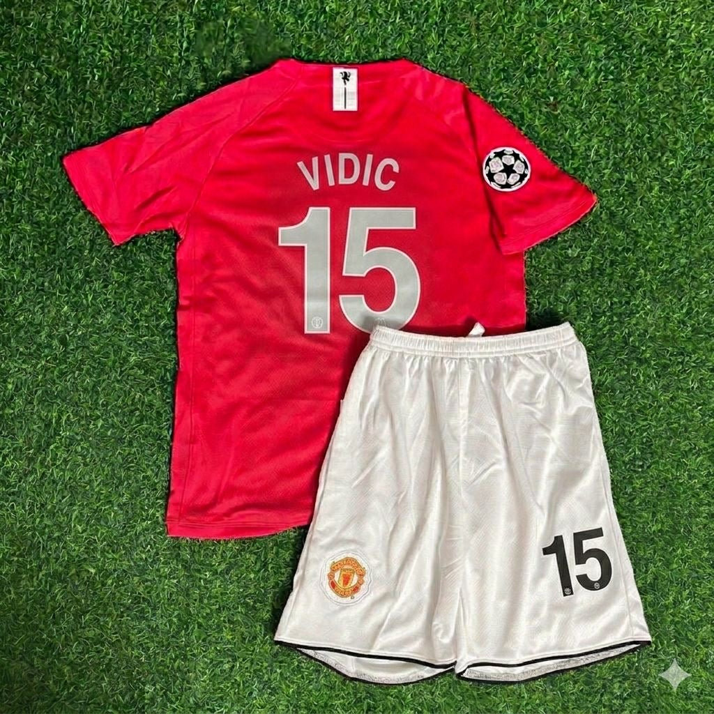 Nemanja Vidić #15 Manchester United 2008 Final Kids Children Home Football Jersey