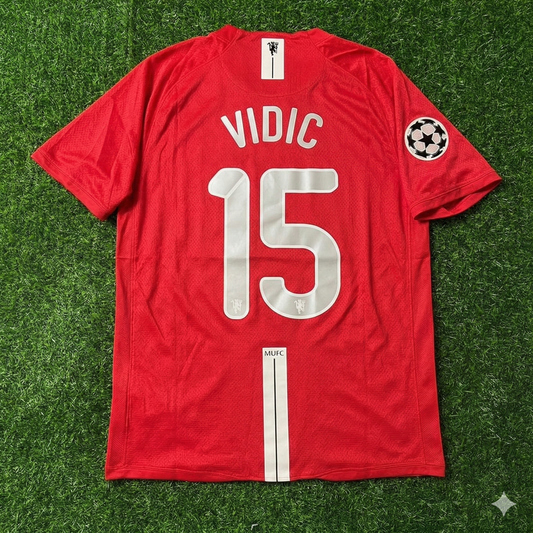 Nemanja Vidic Manchester United 2007 2008 EPL Retro Red Jersey Trikot