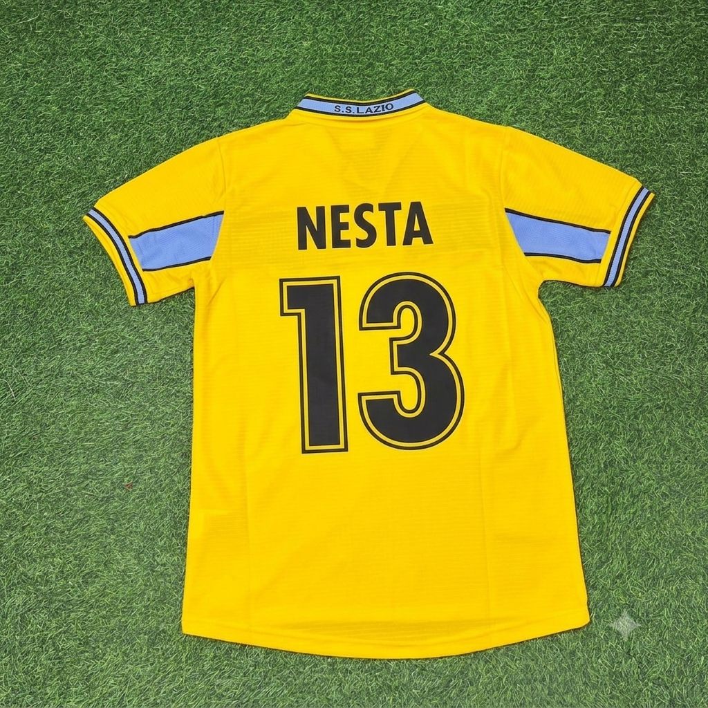 Alessandro Nesta Lazio 1998-2000 Yellow Retro Football Jersey