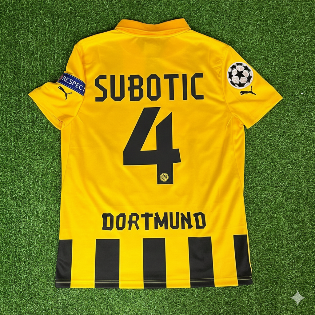 Neven Subotic Borussia Dortmund 2013 Champions League Final Retro Football Jersey Kit