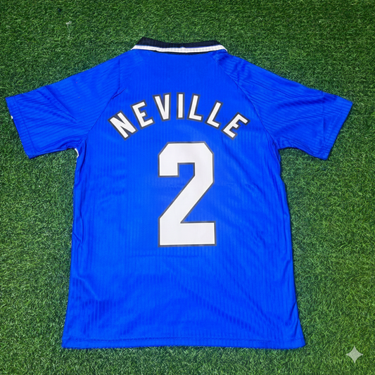 Gary Neville Manchester United 1996/1997 Blue Retro Football Jersey