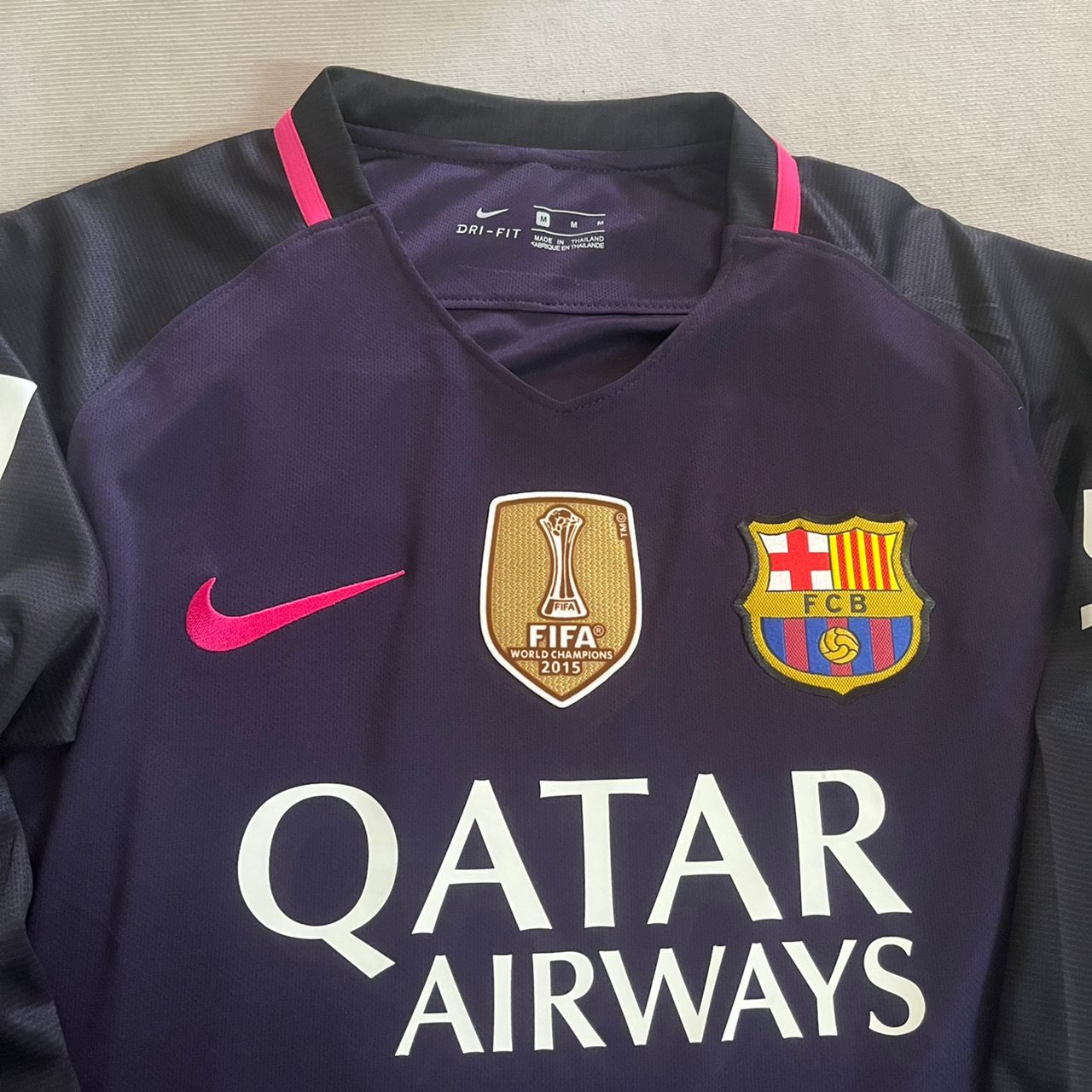 Neymar Jr Barcelona 14/15 Retro Pink Printing Long Sleeve Jersey Maillot Trikot Maglia