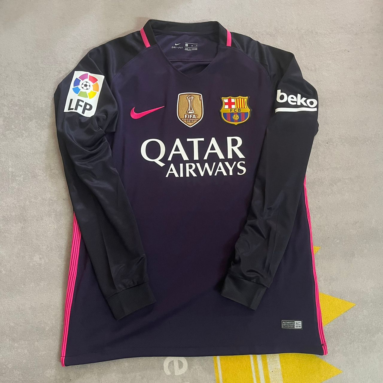 Neymar Jr Barcelona 14/15 Retro Pink Printing Long Sleeve Jersey Maillot Trikot Maglia