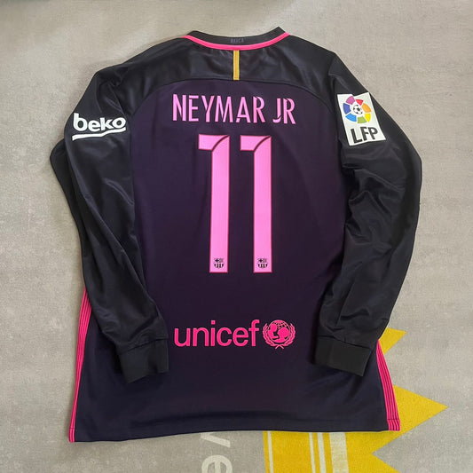 Neymar Jr Barcelona 14/15 Retro Pink Printing Long Sleeve Jersey Maillot Trikot Maglia