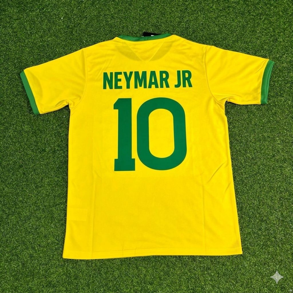 Neymar Jr Brazil Retro Home Football Jersey Trikot Maillot