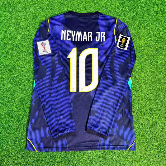 Neymar Jr #10 Brazil 2026 World Cup Long Sleeve Blue Away Jersey Trikot