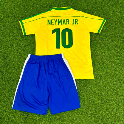 Neymar Jr. #10 Brazil Retro Kids Soccer Kit Jersey Kinder Trikot Maillot Enfant Soccer Shirt