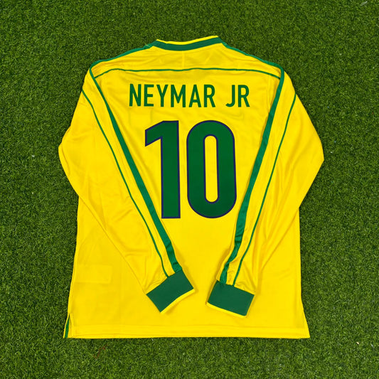 Neymar Jr. #10 - Brazil Long Sleeve Retro Football Kit Jersey Trikot Maillot Soccer Shirt