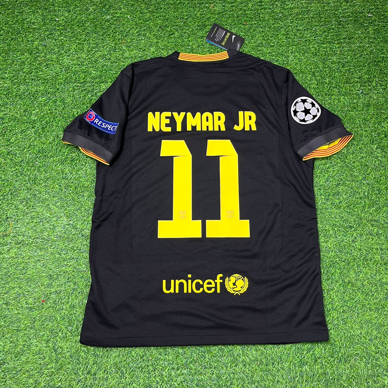 Neymar Jr. #11 Barcelona 2013-2014 Black Retro Football Jersey