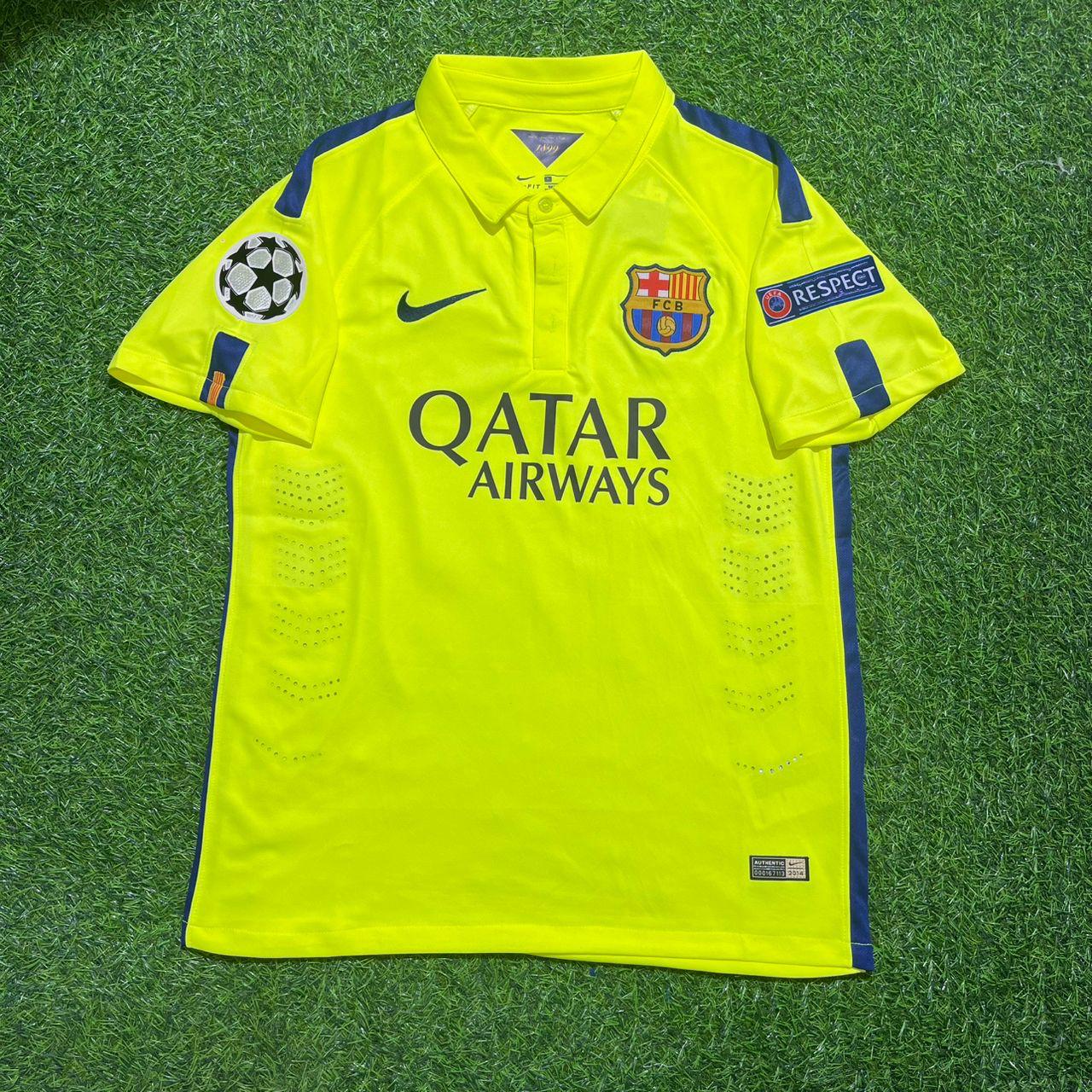 Neymar Jr Barcelona 14/15 Retro Yellow Jersey Maillot Trikot Maglia Soccer Shirt