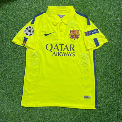 Neymar Jr Barcelona 14/15 Retro Yellow Jersey Maillot Trikot Maglia Soccer Shirt