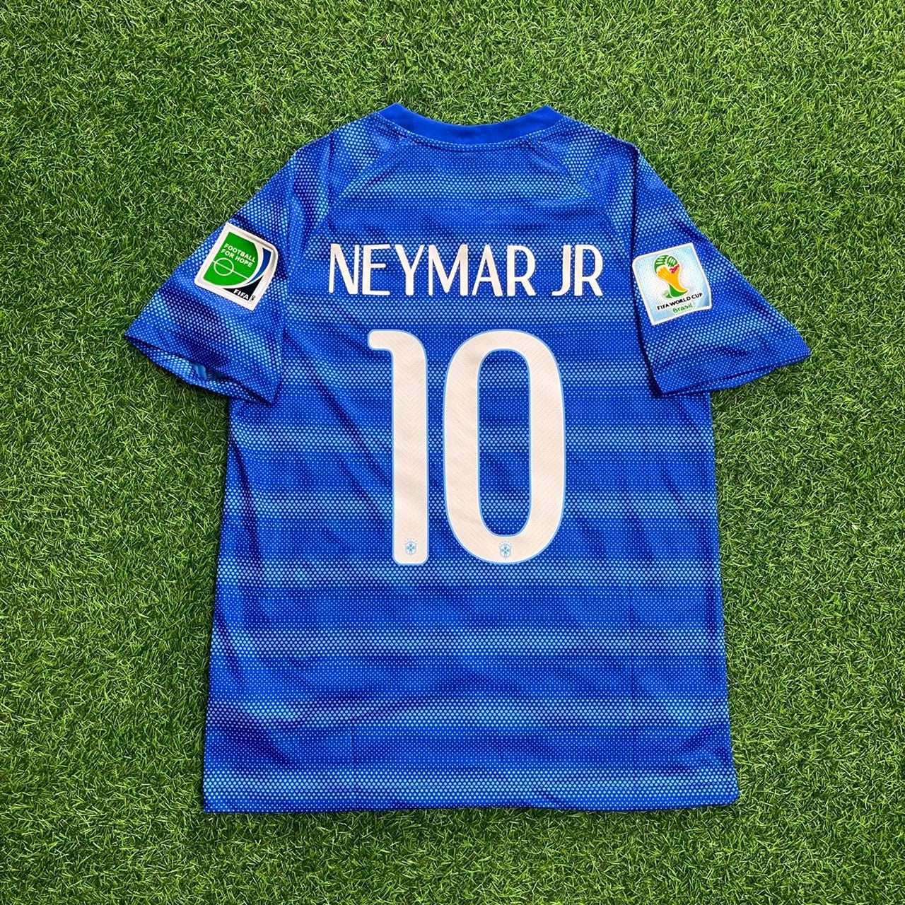 Neymar JR Brazil 2014 World Cup Retro Blue Jersey Trikot